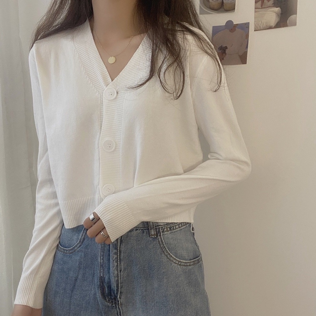 Áo Khoác Cardigan Dệt Kim Mỏng Tay Dài Cổ Chữ v Phong Cách Thời Trang Mùa Thu Mới 2023