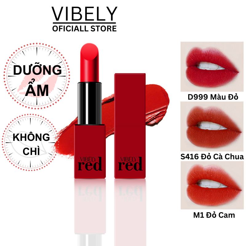 Son Thỏi Không Chì Hiệu Ứng Nhung Mờ Cao Cấp VIBELY Siêu Mịn Độ Dưỡng Ẩm Cao.