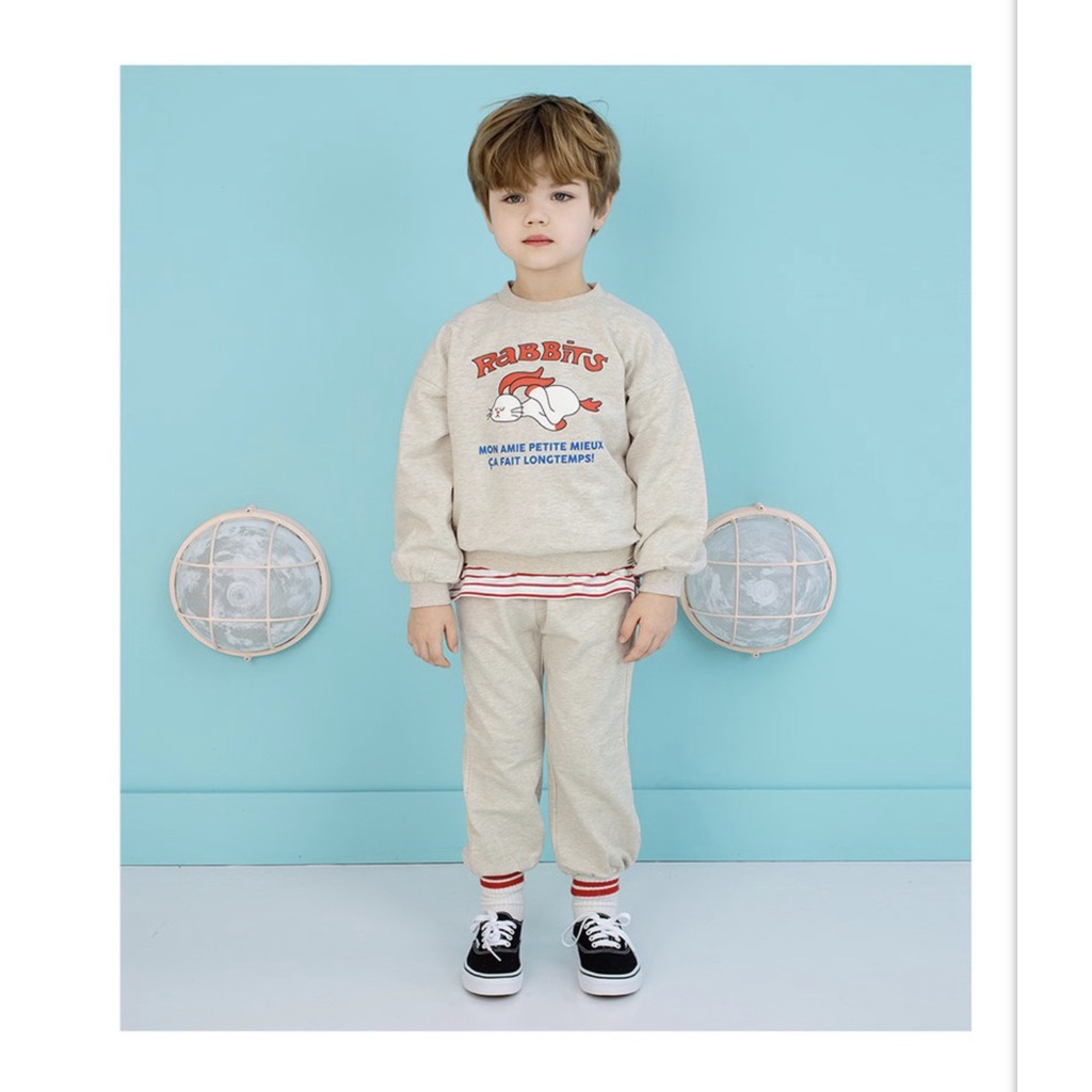 Bộ nỉ da cá hoạt hình 3 màu cho bé BPM002