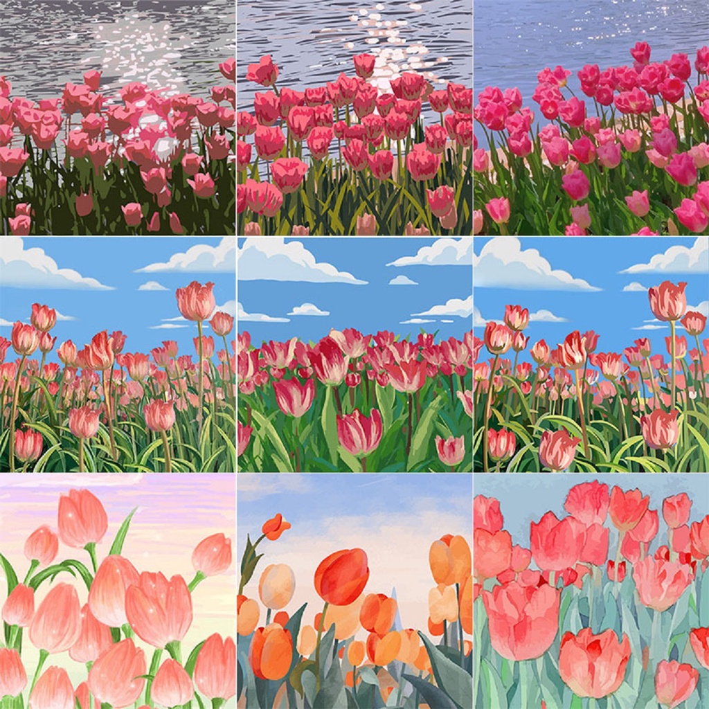 Tranh Tô Màu Theo Số Hóa Mini Anime Có Khung Phong Cảnh Hoạt Hình Hoa Tulip  2020 Nhỏ Giá Rẻ Cặp Đôi Hoa Cúc Hướng Dương - Mixasale