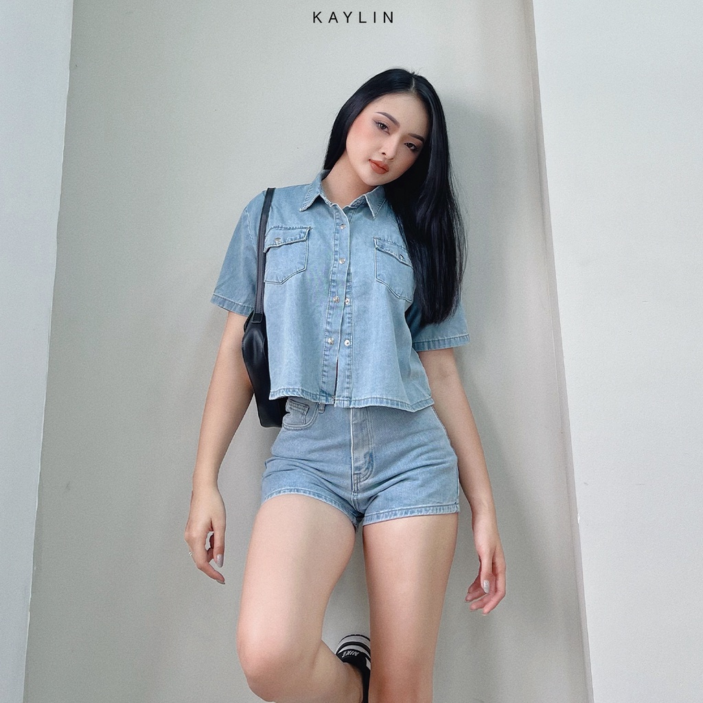 Set KAYLIN quần đùi phối áo sơ mi jeans N1794