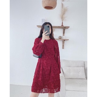 [V4019] Váy ren lông chiết ly eo