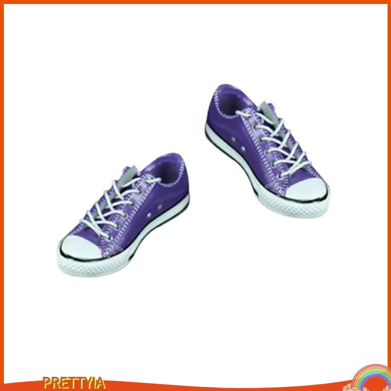 Giày Thể Thao Cột Dây Vải Bạt Đế Phẳng Màu Trắng Cho Búp Bê 12 "Tỷ Lệ 1 / 6