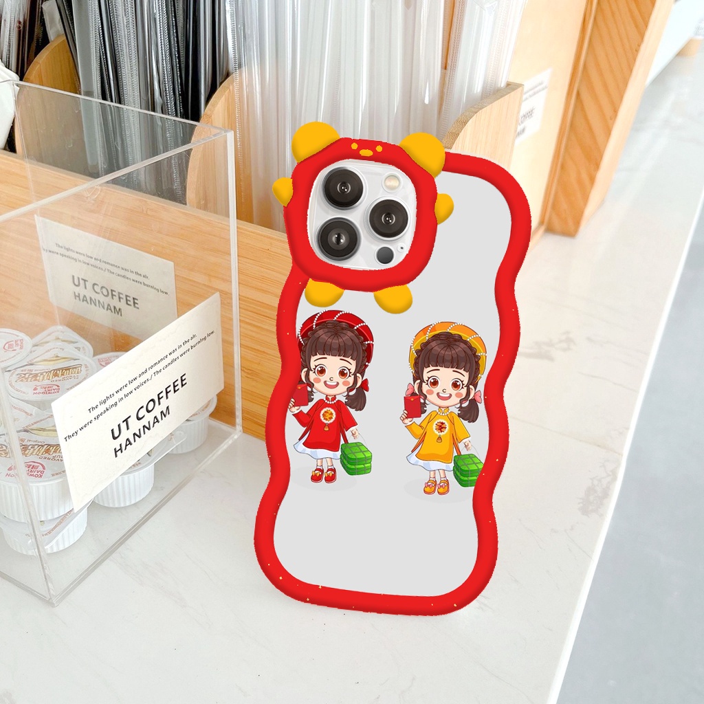 Ốp lưng iphone viền gấu sóng lượn bé du xuân đón tết 6/6plus6s/6splus7/7plus/8/8plusx/xr/xs/11/12/13/pro/max/plus/promax