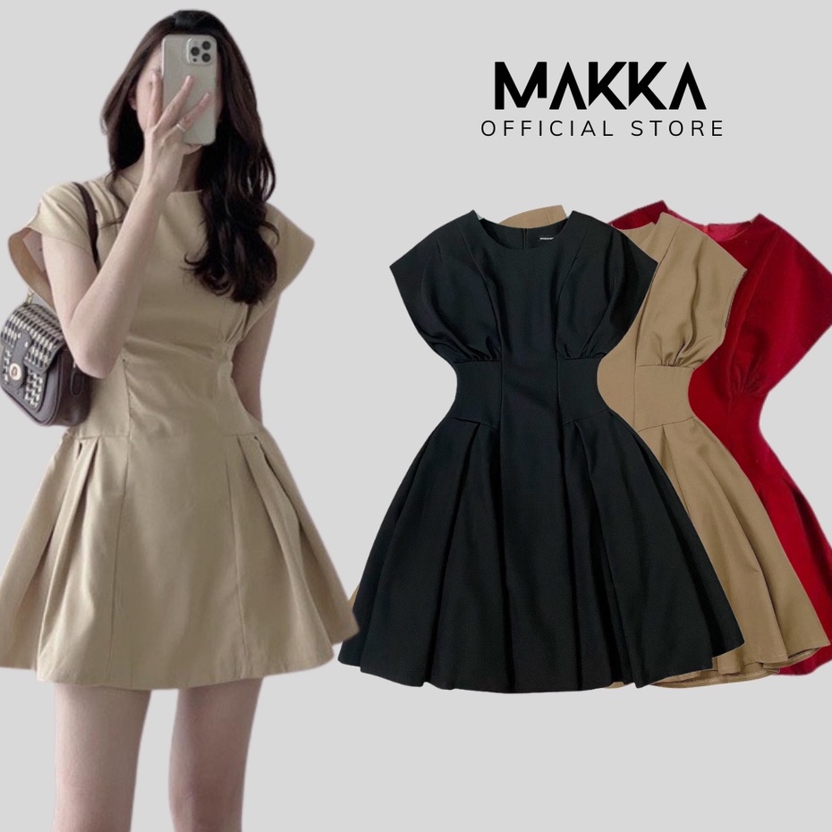 Đầm nữ MAKKA váy cánh rơi xếp li dáng xòe ốm eo 5923