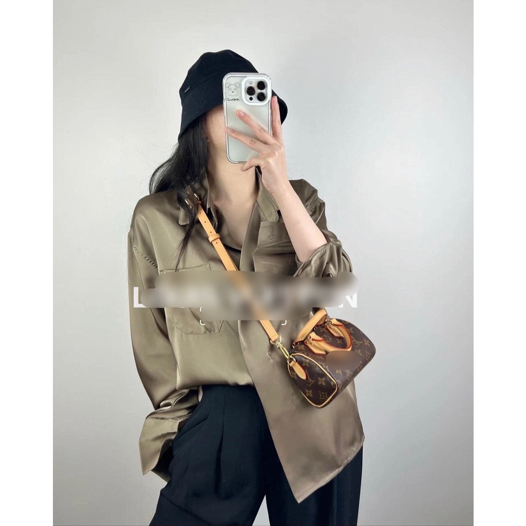 Túi Xách l...v Trống Hoa Nâu Bản Super Hàng 2 Box Hịn MTA459