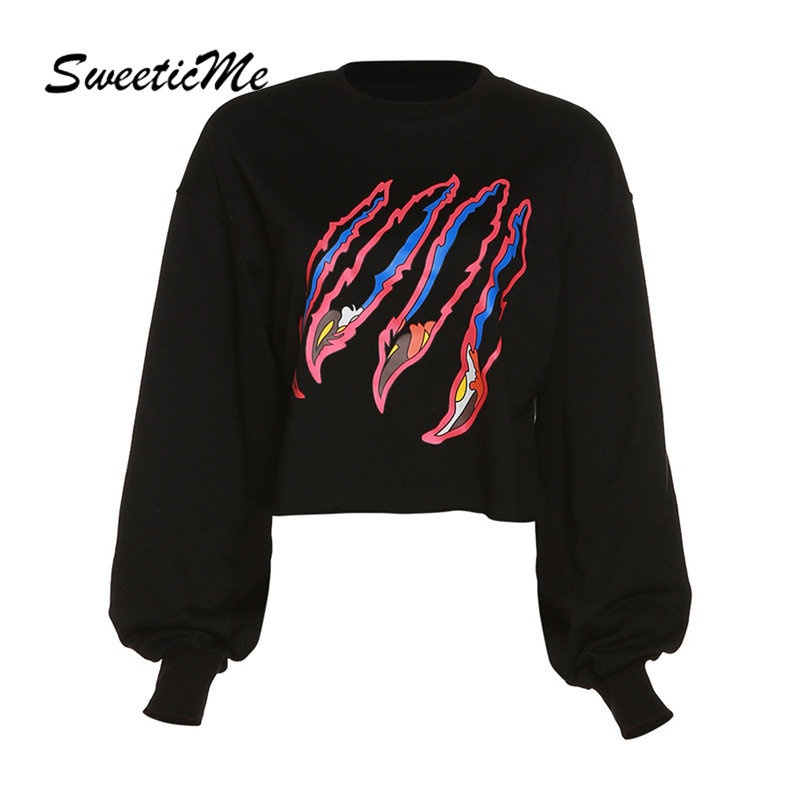 Áo Thun Sweater Cổ Tròn Tay Dài Dáng Ôm In Họa Tiết Thời Trang   Cho Bạn Gái