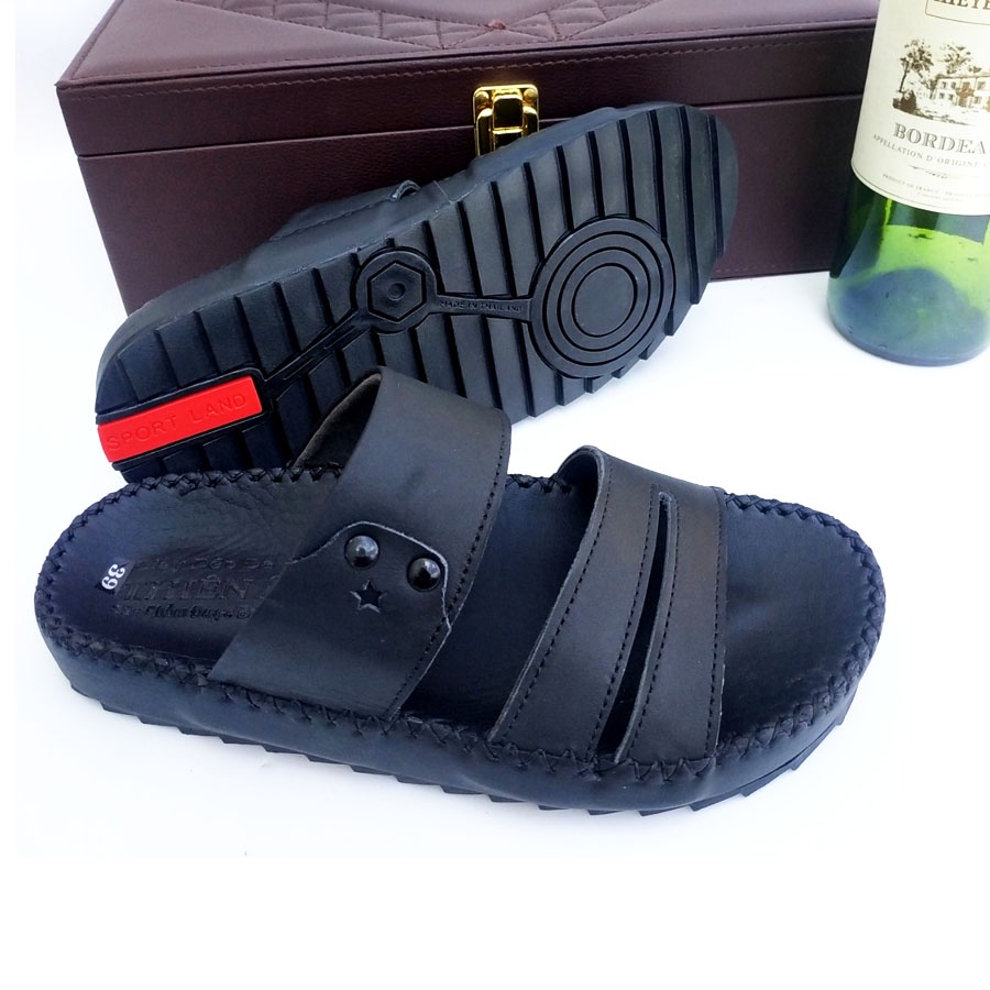 Dép da nam quai chéo đẹp cao cấp thời trang MBK AT71