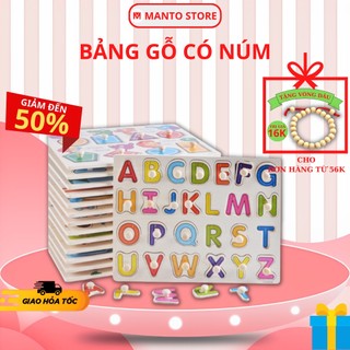 Bảng núm gỗ nhiều chủ đề, bảng ghép hình núm gỗ động vật, trái cây, chữ số giáo dục sớm phát triển trí tuệ