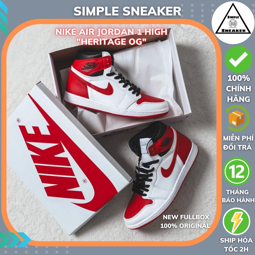 Giày Air Jordan 1 High 🔴CHÍNH HÃNG🔴Nike Air Jordan 1 Retro High OG Heritage - [555088-161] - Simple Sneaker