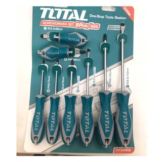 Bộ tuốc nơ vít dẹp và bake 8 chi tiết total tht250608