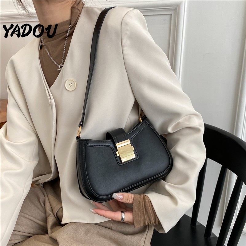 Túi đeo vai YADOU da PU dáng vuông có khóa cài kim loại thời trang trẻ trung dành cho nữ