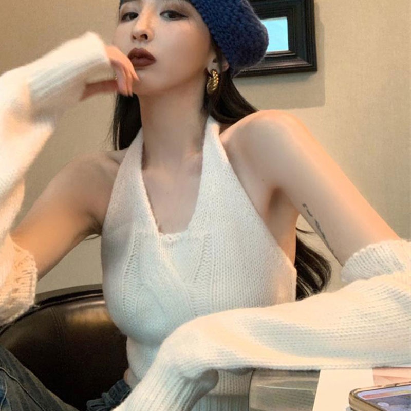 Áo kiểu XINLANYASHE dệt kim không tay phong cách Hàn Quốc gợi cảm dành cho nữ