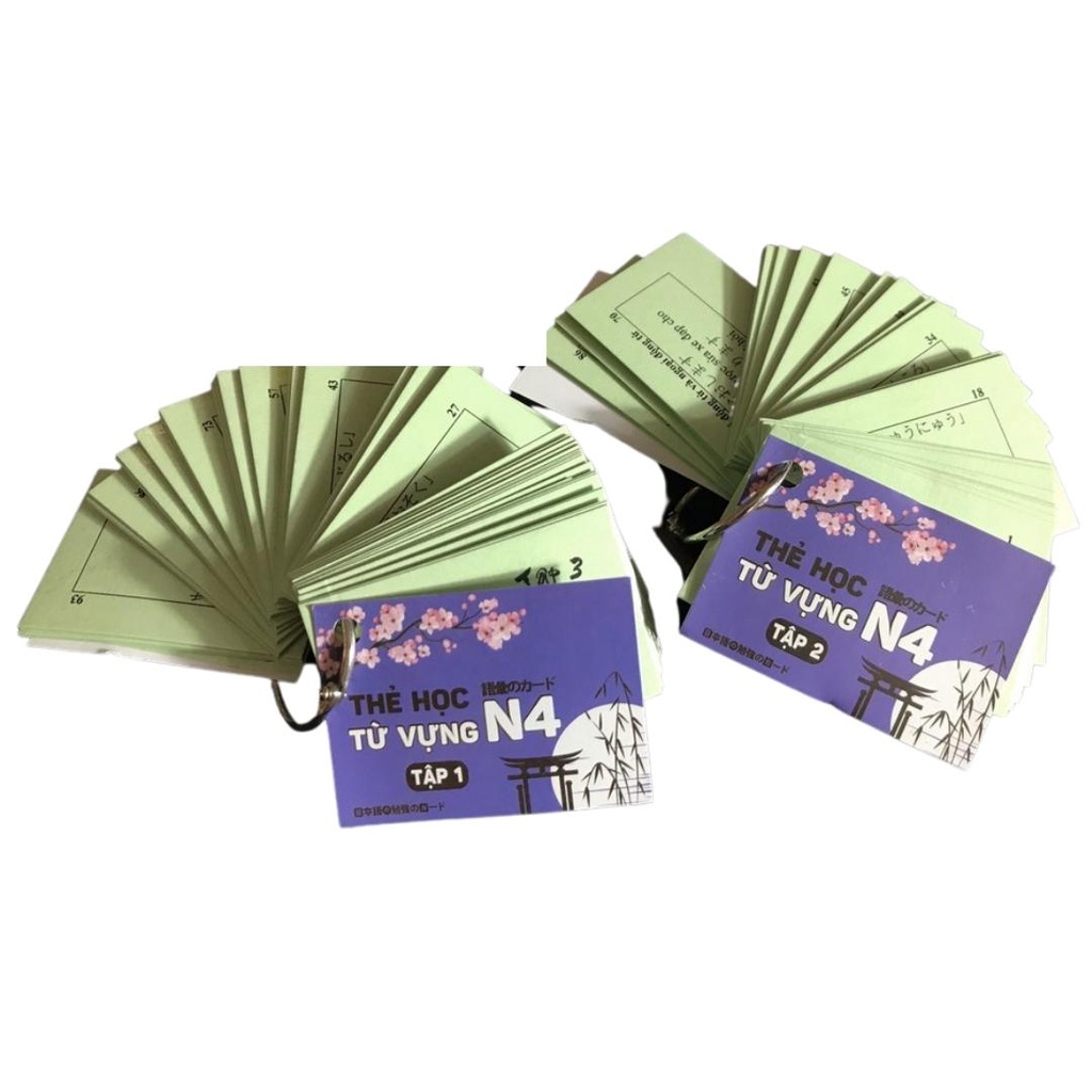 Thẻ Học Từ Vựng Tiếng Nhật N4 Tái Bản Mới Nhất - Flashcard Từ Vựng N4 (2 Tập)