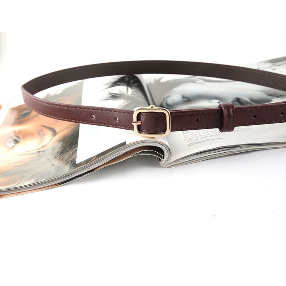 SmileFairyCC【COD &amp; Hàng Có Sẵn】Shiny Gold Faceted Small Women's BeltAffordable BeltsLadies Casual WaistbandAlloy Pin Buckle Leather Belts