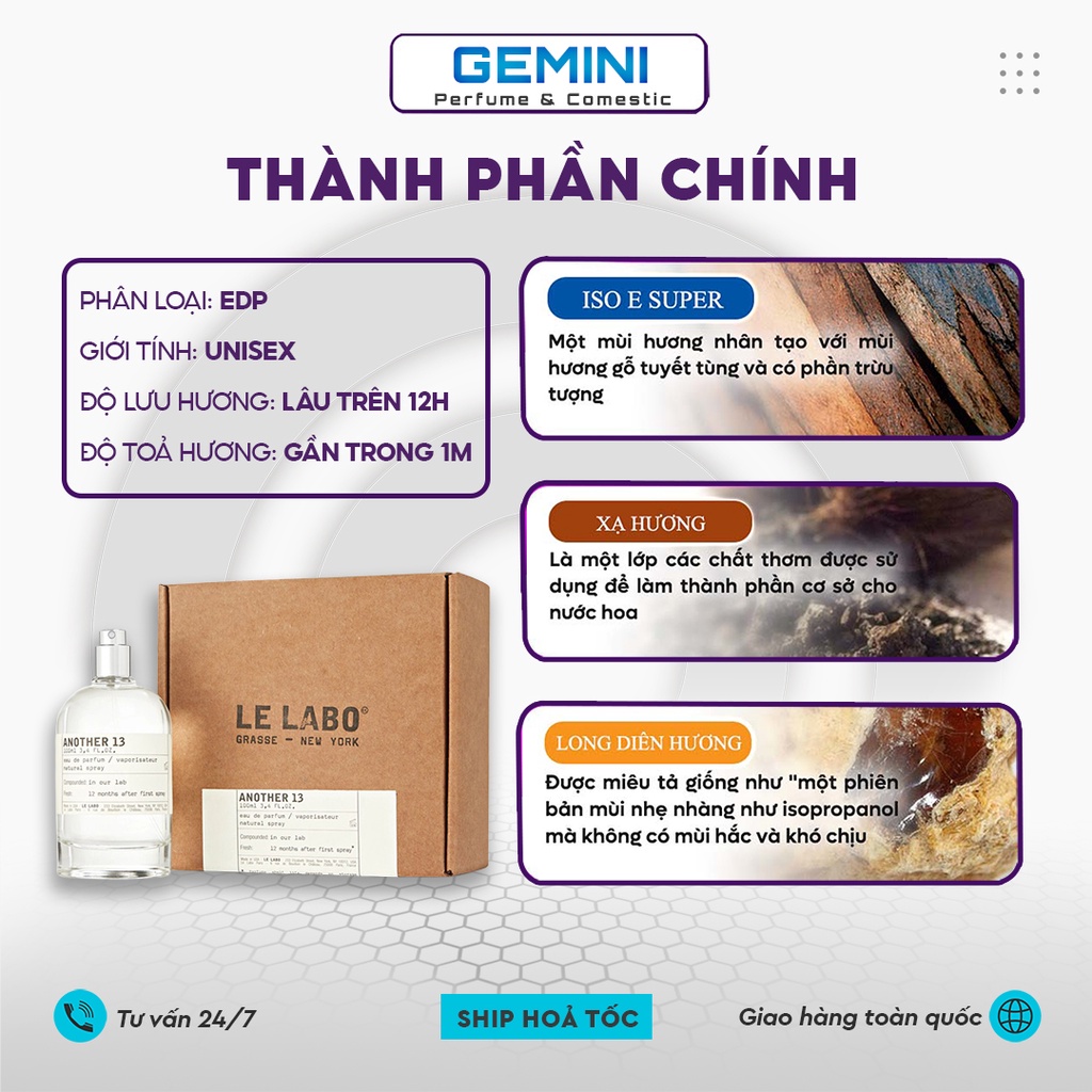 Nước hoa nữ ★𝑳𝒆 𝑳𝒂𝒃𝒐 𝑨𝒏𝒐𝒕𝒉𝒆𝒓 13★ nồng độ EDP dung tích 100ml, dầu thơm hương quyến rũ lưu hương lâu GEMINI NH018