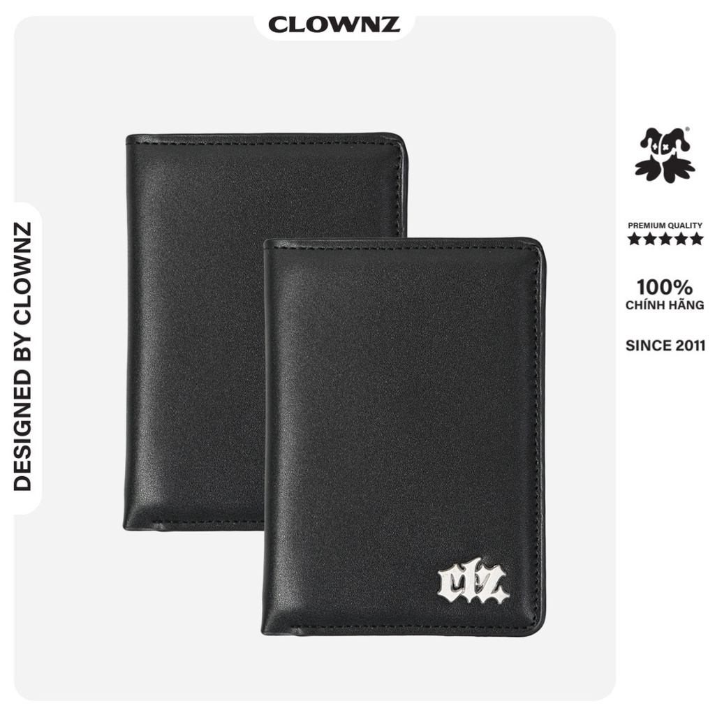 Ví da ngắn dáng gập local brand ClownZ Gothic Logo Short Wallet unisex, bóp nam cao cấp chính hãng