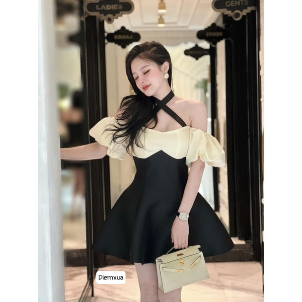 Váy tiểu thư buộc dây cổ