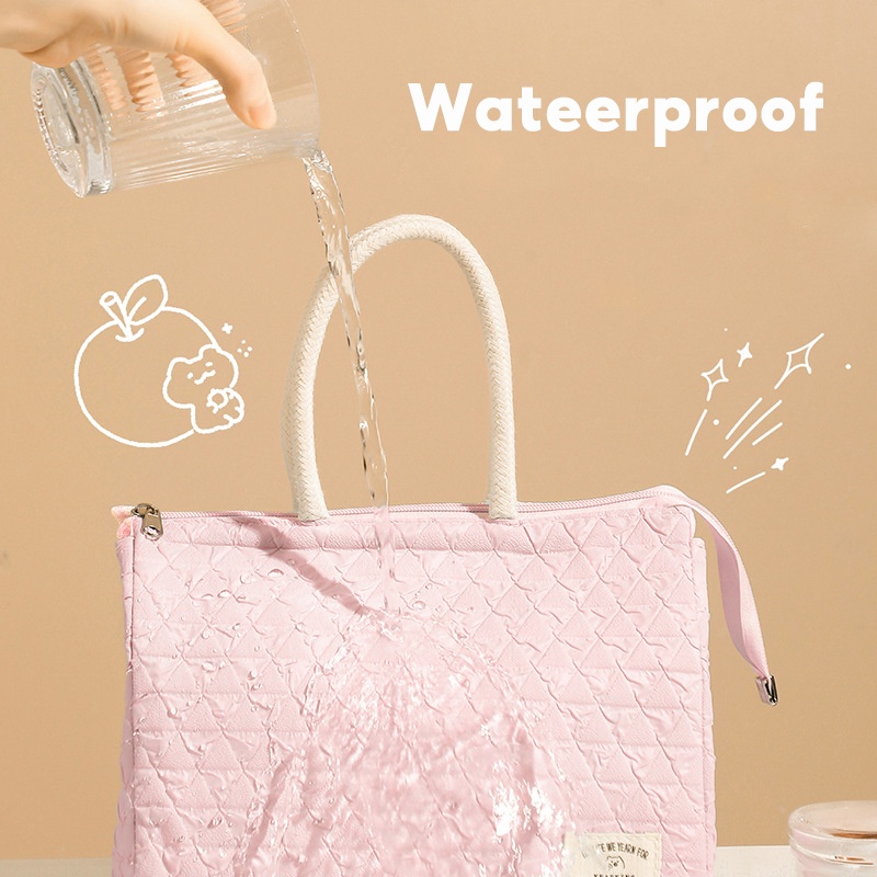 Túi Đựng Hộp Cơm Trưa Xách Tay Bằng Lá Nhôm Cách Nhiệt Chống Nước Màu Sắc Kem Dành Cho Văn Phòng / Cắm Trại