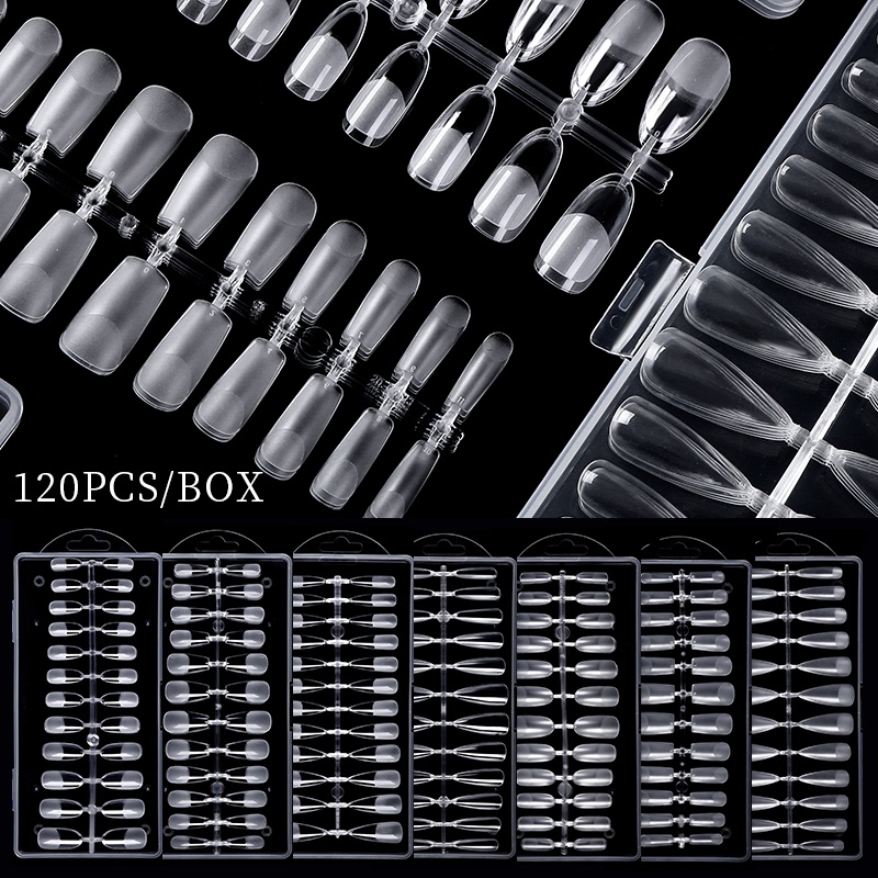 Hộp 120 móng tay giả UR SUGAR màu sắc trong suốt mờ độc đáo