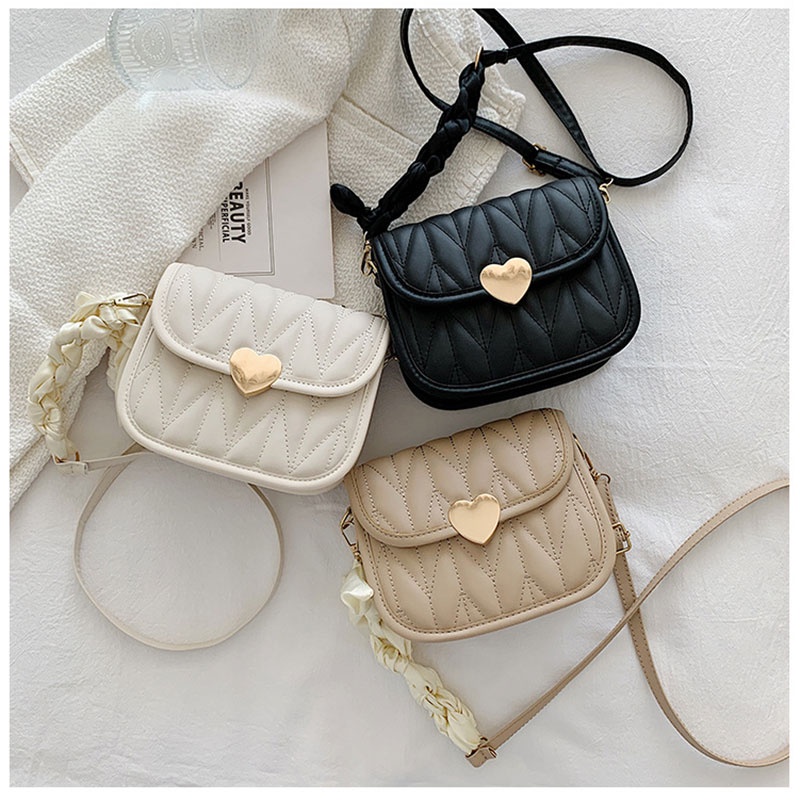 Mischa Túi Đeo Vai Hình Vuông Cỡ Nhỏ Bằng PU Màu Trơn Thêu Họa Tiết Hình Thoi Đơn Giản Thời Trang