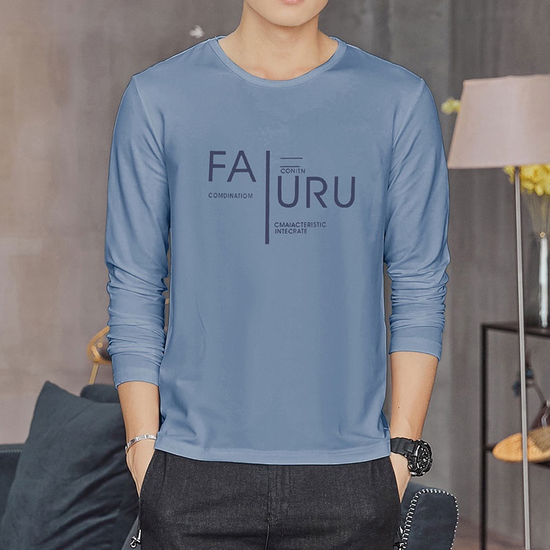 Áo Thun Dài Tay Cổ Tròn Dáng Ôm Trẻ Trung Giản Dị Dành Cho Nam