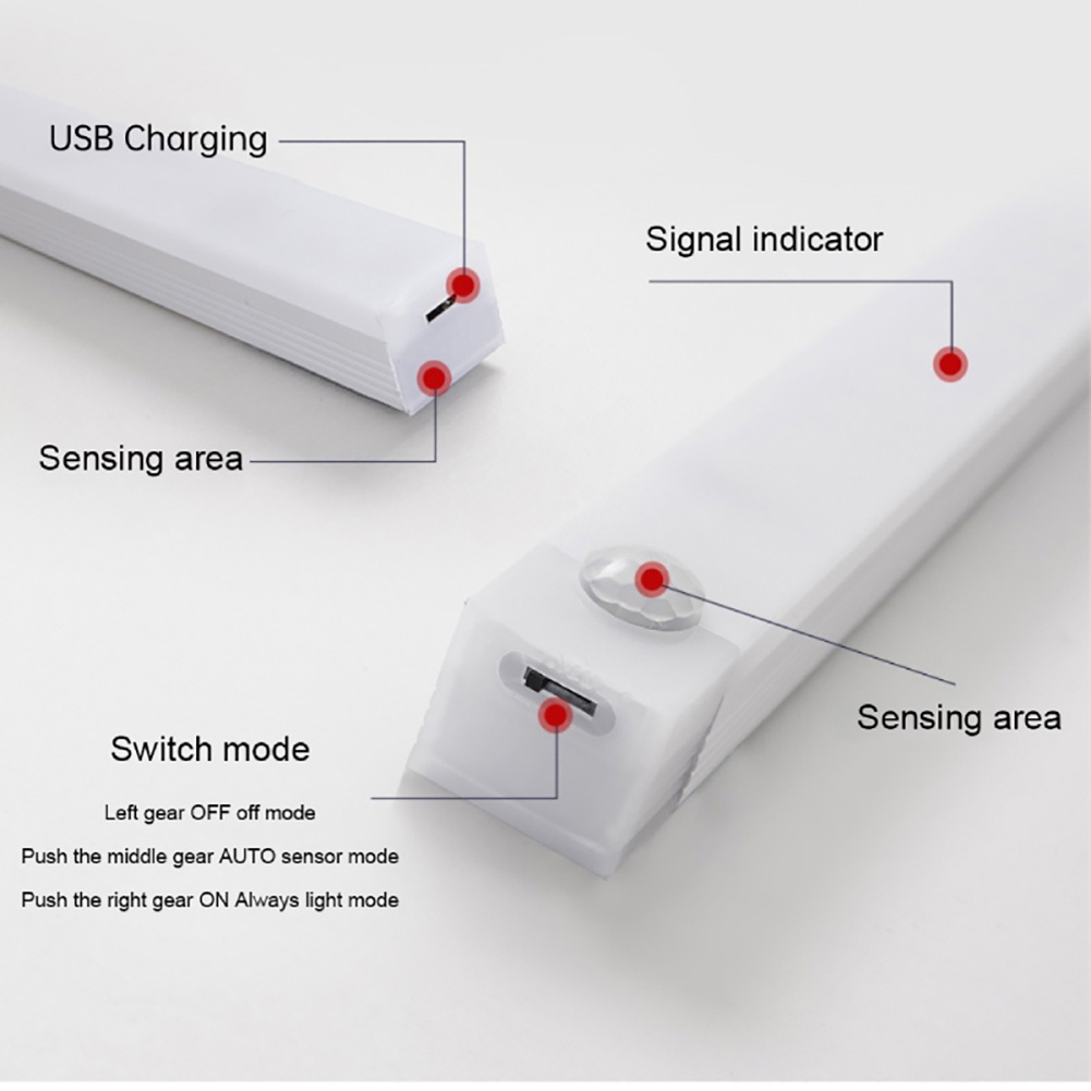 Ultra Đèn LED Gắn Tủ Quần Áo Siêu Mỏng Cảm Biến Chuyển Động PIR Bằng Nhôm Có Thể Sạc Lại Bằng Cổng USB | BigBuy360 - bigbuy360.vn