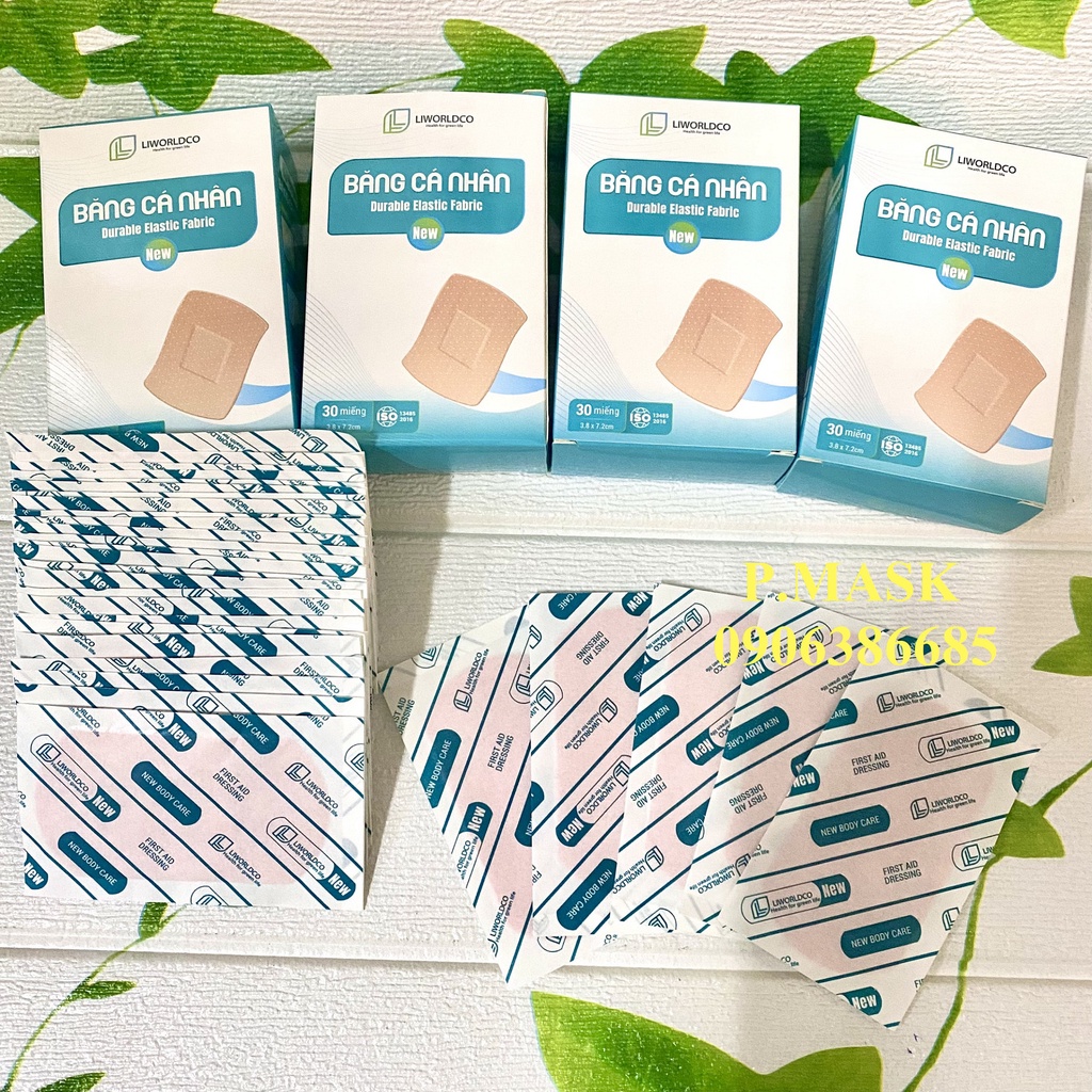 BĂNG CÁ NHÂN VẢI LIWORLDCO BẢN TO 7.2 X 3.8 CM 30 MIẾNG / HỘP