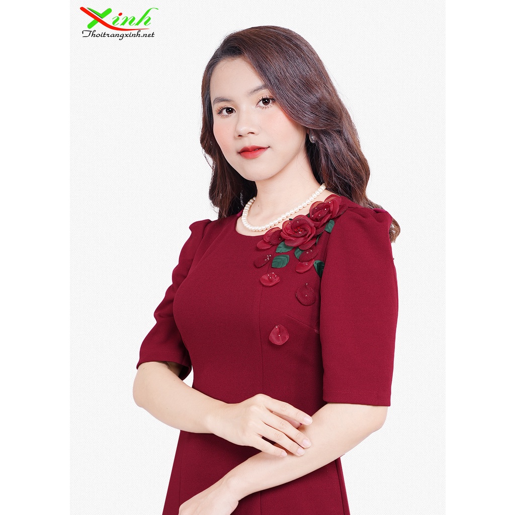 Đầm Cotton Cát Âu Kết Hoa Cao Cấp DL847