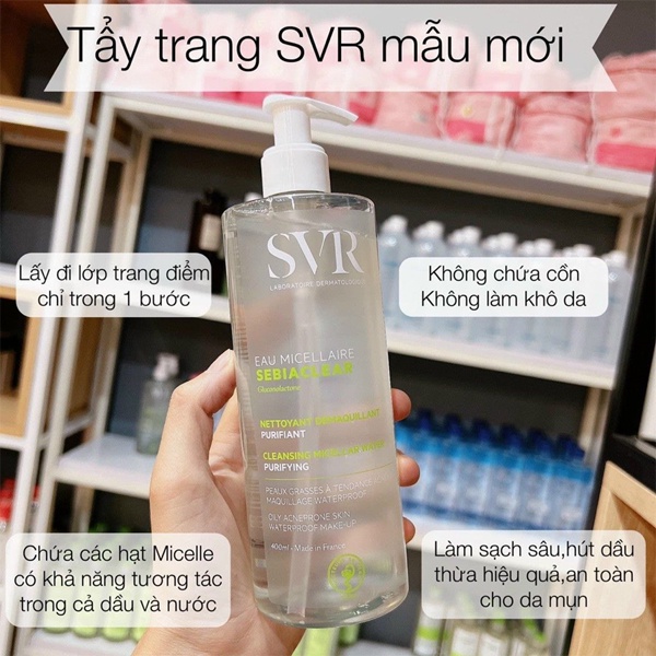 Nước Tẩy Trang SVR Sebiaclear Eau Micellaire Cho Da Dầu Mụn, Nhạy Cảm 400ml (Đủ Bill - Date Mới)