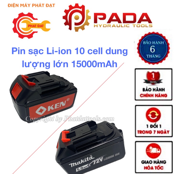 Pin sạc Li-ion 10 cell dung lượng lớn 15000mAh-Chuyên dụng lắp cho máy bắn ốc,khoan betong,máy mài dùng pin