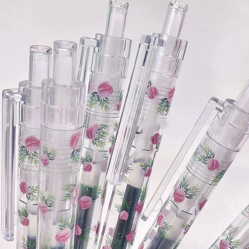 Bút Mực Gel Ngòi 0.5mm In Họa Tiết Hoa Cổ Điển Dành Cho Học Sinh / Văn Phòng