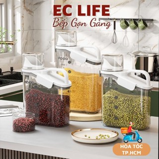  Hộp đựng hạt chó mèo thức ăn thú cưng hộp đựng thực phẩm khô kín hơi kèm cốc đong EC Life 0405 