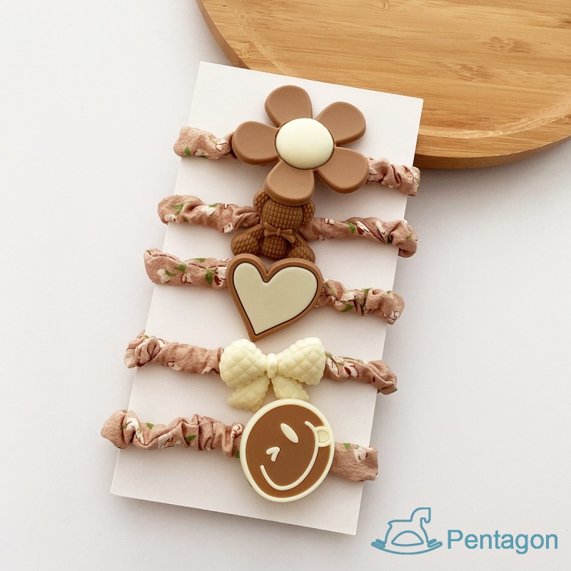 Set 5 Dây Cột Tóc Co Giãn Đính Nơ Dễ Thương Cho Bé Gái