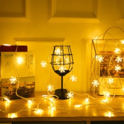 Dây đèn led hình bông tuyết 4m 20 bóng xinh xắn dùng trang trí lễ giáng sinh, dây đèn kiểu bông tuyết trang trí noen