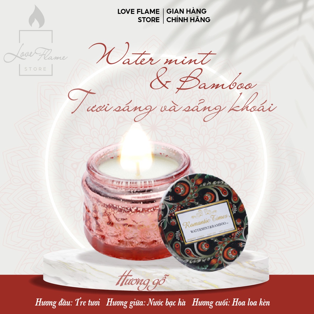 Nến Thơm Phòng Tinh Dầu Cao cấp Không Khói Hương Tự Nhiên - Nến Ba Tầng Hương Sáp Dừa Candle Cup Romantic Times