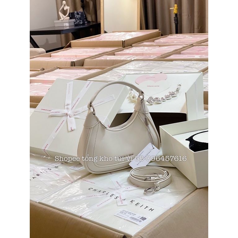 Túi Xách Nữ CNK Màu Hồngsize 19cm Charles Kèm Nơ Mẫu Mới 2022 Full Box Xịn Sò TMA38