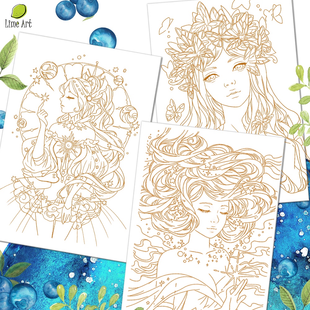 Tranh tô màu / Tranh tô màu nước họa sĩ Margaret Morales / Line Art / Khổ A5 A4 dày 300gsm