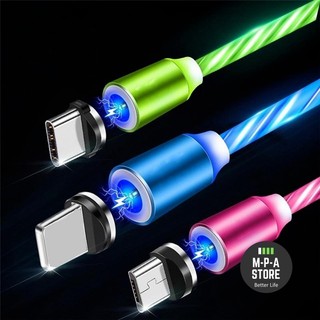 Bộ cáp sạc nam châm ĐÈN LED 360 độ 3 loại đầu dành cho cho tất cả smartphone chiều dài 1 Mét