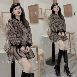 SET ÁO DẠ CARO KÈM CHÂN VÁY