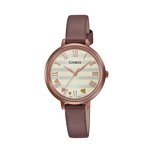 ĐỒNG HỒ NỮ DÂY DA THẬT MÀU HỒNG CHỐNG NƯỚC CASIO LTP-E160RL-5A HÀNG CHÍNH HÃNG