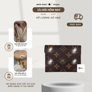Ví gập nữ nhỏ gọn 12 x 9cm, Ví cầm tay nữ AMOR NANCY, Bóp tiền đựng thẻ 9 ngăn [11a]