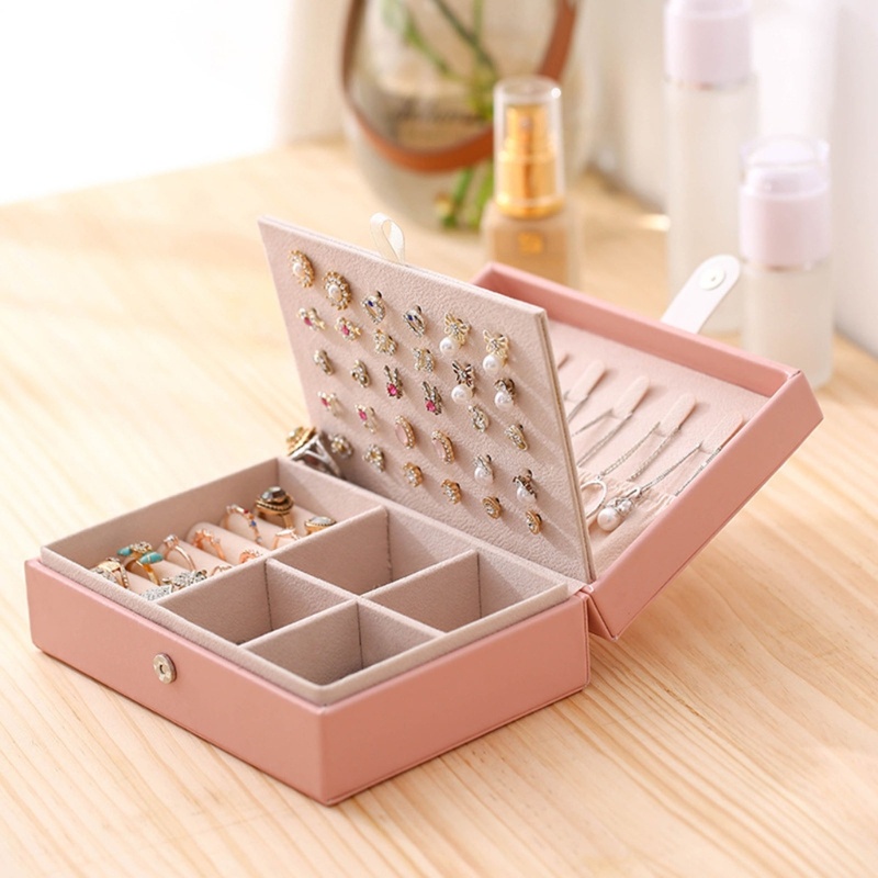 Hộp Đựng Trang Sức Bằng Da Hai Tầng Tiện Dụng