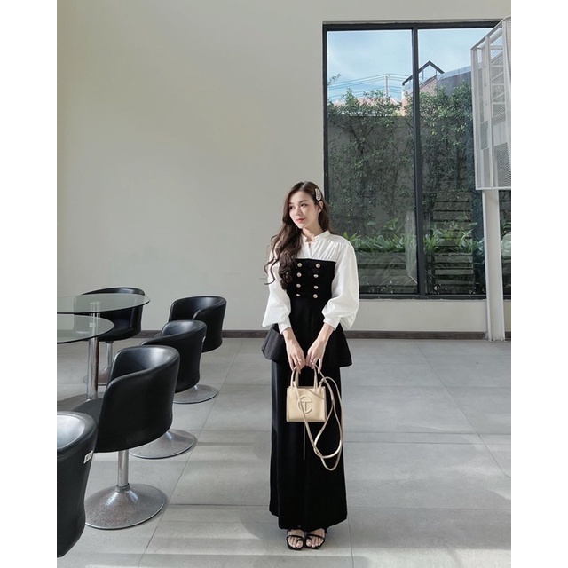 Áo sơ mi cổ tàu phối umi DARCY - Hàng thiết kế by Jang