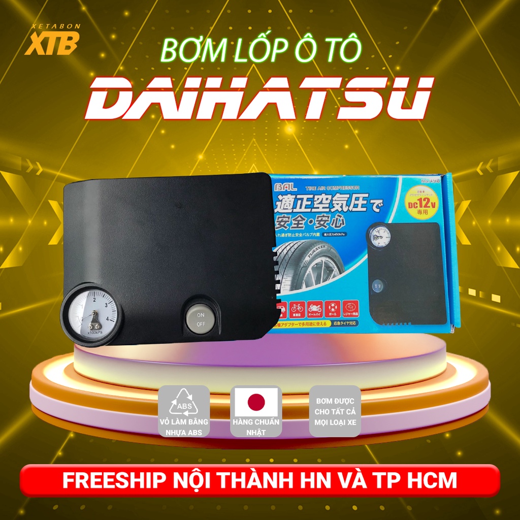 Máy bơm lốp ô tô Daihatsu dự phòng mini nhập khẩu từ Nhật cho xe từ 4 đến 7 chỗ bảo hành 12 tháng