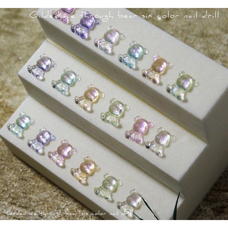 Set 40 charm gấu, nơ nhũ hoạt hình dễ thương trang trí móng tay
