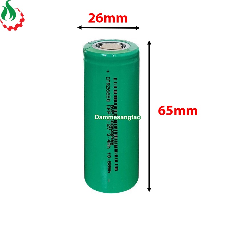 Cell pin sắt 26650 3.2V LiFePo4 3400mah 3C Xả 10A