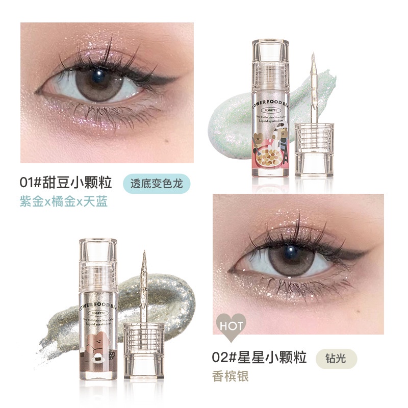 Phấn Mắt Dạng Lỏng Flortte / flower Lolia Cauliflower Series Tắc Kè Hoa Siêu Lấp Lánh