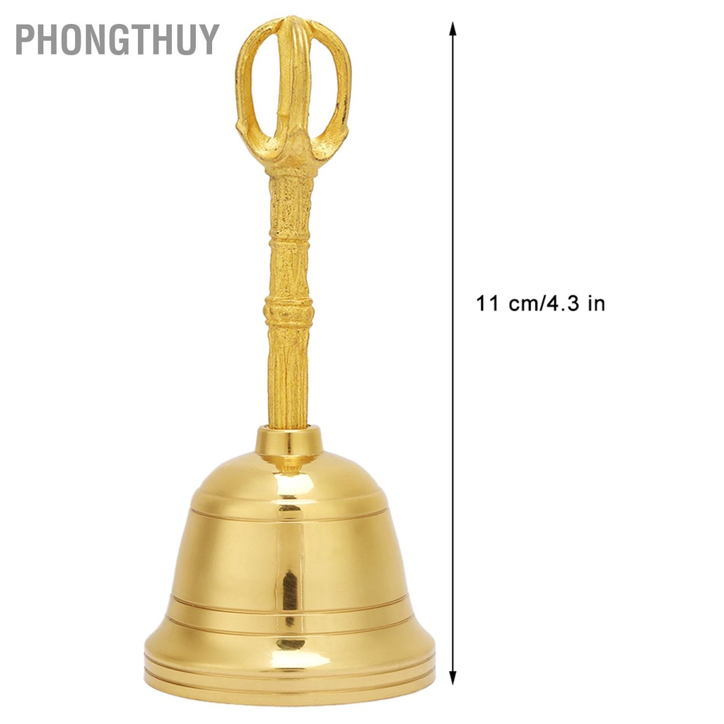 Chuông lắc - Chuông Cầm Tay bằng đồng cho Phật giáo đạo giáo phong thủy 4.5 Inch
