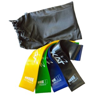 Bộ 4 dây kháng lực loại nặng, dây đàn hồi tập gym (miniband) - kèm túi đựng